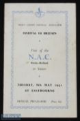 Scarce 1951 Festival of Britain match programme Eastbourne v NAC (Breda) 8 May 1951 at Eastbourne;