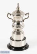 Miniature Replica of the FA Cup Trophy presented on a double circular base engraved The Football