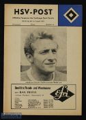 1964/65 Tour match programme Hamburg SV v Manchester United 12 August 1964, Denis Law photo to
