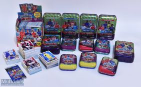 2015-2017 Topps Match Attax Football Cards, a collection of mixed cards, with tins, 4 are full, in