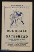 1946/47 Rochdale v Gateshead Div. 3 (N) match programme 9 November 1946; fair/good. (1)