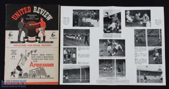 1947/48 Manchester United v Blackburn Rovers programme, final match of the season, souvenir cup