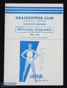 1954/55 Grasshoppers Zurich v Arsenal tour match programme 11 May 1955, fold out issue; fair/