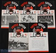 1953/1954 Manchester United home programmes Cardiff City, Charlton Athletic, Spurs, Arsenal,