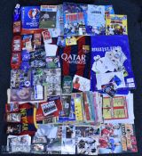 Football, Collectables A box of mixed ephemera, including postcards, magazines, trade cards, top