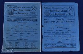 1945-46 West Ham United 1940s Home Football programmes - 27/8/1945 Arsenal S/S in a distressed