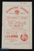 1954/55 Accrington Stanley v Blackburn Rovers friendly match programme 15 November 1954, record