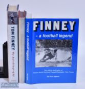 Tom Finney England Preston Autograph and 3 Tom Finney books - A Football Around The World by Tom
