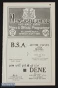 Pre-War 1934/1935 Newcastle United v Oldham Athletic Div. 2 programme 15 December 1934; ex bv, spine
