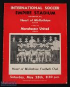 1960 American/Canadian tour match programme Manchester United v Hearts at the Empire Stadium,
