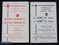 1940s Representative match programmes at Feethams, Darlington 1945/46 Army North XI v Army South