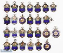 1928-1939 Silver Enamel Excelsior Football League Medal Fobs, Badges, a great collection of