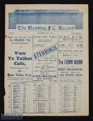 Pre-War 1930/31 Reading v Crystal Palace FAC replay programme 14 January 1931; fold out type, tear