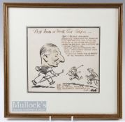 Bos (Newscastle Chronicle) - original golfing caricature drawing signed Bos and dated '31 to the