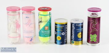 A Collection of 6 Unopened tennis Ball Cans, Tins, to include Slazenger Wimbledon Ultravis ltd ed