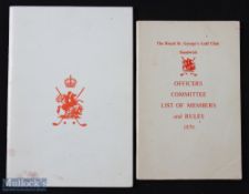 2x Royal St Georges Golf Club Publications to incl The Centenary 1887-1987 in the original