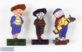 Original Metal and Enamel Badges Penfold man (Miller), Bromford Man -(Fattorini), Dunlop Man (
