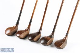 5x Various socket neck woods to incl, Jock Ballantyne large head driver, another large head Aubrey