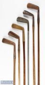 5x Assorted putters incl Winton flanged sole, brass blade, Maxwell model straight blade, 2x others