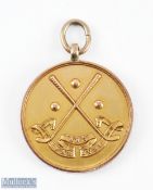 1915 Mixed Foursomes 1st Prize 9ct Gold Golf Medal awarded to R Buchanan, crossed clubs 'Far and