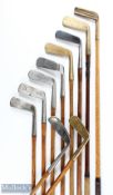 10x Assorted metal and brass putters to incl R Anderson and Son Edinburgh showing Nicol hand mark,