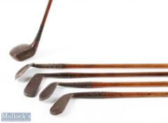 Hickory Golf Club half set - to incl R Forgan & Sons St Andrews smooth faced iron with maker's