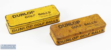 2x Early Dunlop Golf Ball Advertising Tin Boxes for 12 balls, the Dunlop Rubber Co Birmingham,