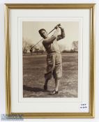 R (Bobby) T Jones large golfing photograph print - classic golf shot at the end of his follow