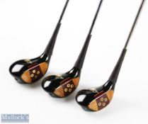 3x Matching Ben Hogan by Slazenger persimmon woods Nos 1, 3 and 4 - all ready to play