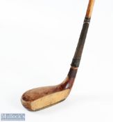 Unusual Ben Sayers wooden mallet head scare neck putter with full thick central brass sole plate