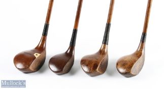 4x Various socket neck woods to incl Gordon Lockhart of Gleneagles showing the Eagle stamp mark to
