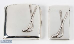 Silver Golfing Related Cigarette Case and Similar Cigarette / Card Case cigarette case with curved