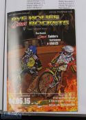 2015 Somerset Rebels Speedway programmes, a complete year of home and away meets, comes with printed