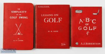 Interesting collection of early 1900s golf instruction pocket size books (3) - all with red and