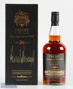 Very Rare Glen Dronach Trump International Golf Links 26 Year Old Single Malt Whisky signed by