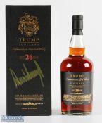 Very Rare Glen Dronach Trump International Golf Links 26 Year Old Single Malt Whisky signed by