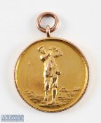 1922 Ridgemount Working Mens Golf Club 9ct Gold Medal embossed golfer to obverse, engraved to