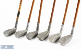 6x Standard Mills Golf Co alloy mallet head putters to incl SS model medium lie, Ray model medium