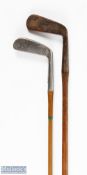 Tom Morris Portrait Zenith wry neck putter t/w a Tom Morris duplex iron with coated steel shaft -