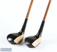 Pair of Jas Anderson Special drivers in black stained persimmon, possibly re-shafted independently