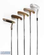 5x Assorted Putters includes Ping Answer 3, John Letters Golden Goose Mk5, Acushnet straight light