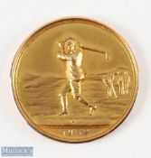 15ct Gold Western Mail Victory Foursomes Medal 1932 - with period golfer design to front,