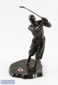 Bobby Jones style bronze golfing figure c1940s mounted on a naturalistic base with red cross