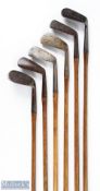 6x Assorted Irons to incl Gibson Jigger, James Gourlay mashie and driving iron, Logans 2 iron,