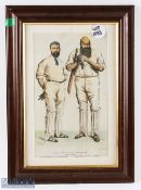 1893 The Captains England v Australia Chromolithograph print of W G Grace and J M Blackham, by