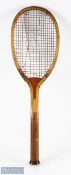 c1905 Slazenger & Sons Doherty Wooden Tennis Racket, Laurence Pountney Hill London, with patent