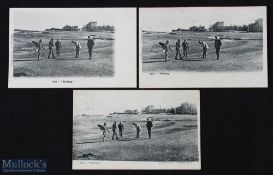 3x Variations The Old Golf Course St Andrews titled 'Golf: Putting' c1900 - understood to be Hugh