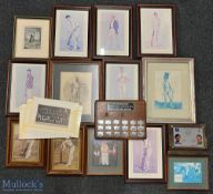 A Collection of Modern Cricket Prints and Etching, with noted examples of Spy prints, Gracing the
