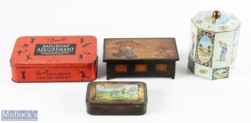 4x Period Golf Themed Advertising Tins Box to include a MacGregor golf tea caddy, Foursome mixture