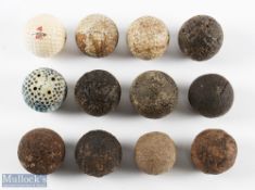 8x various pattern guttie golf balls plus 4x latter dimple golf balls (12)- all well used, various